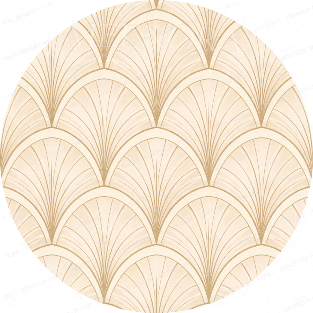 Handmade Printed Mango Wood Side Table | Art Deco Round End Table | Neutral Accent Furniture