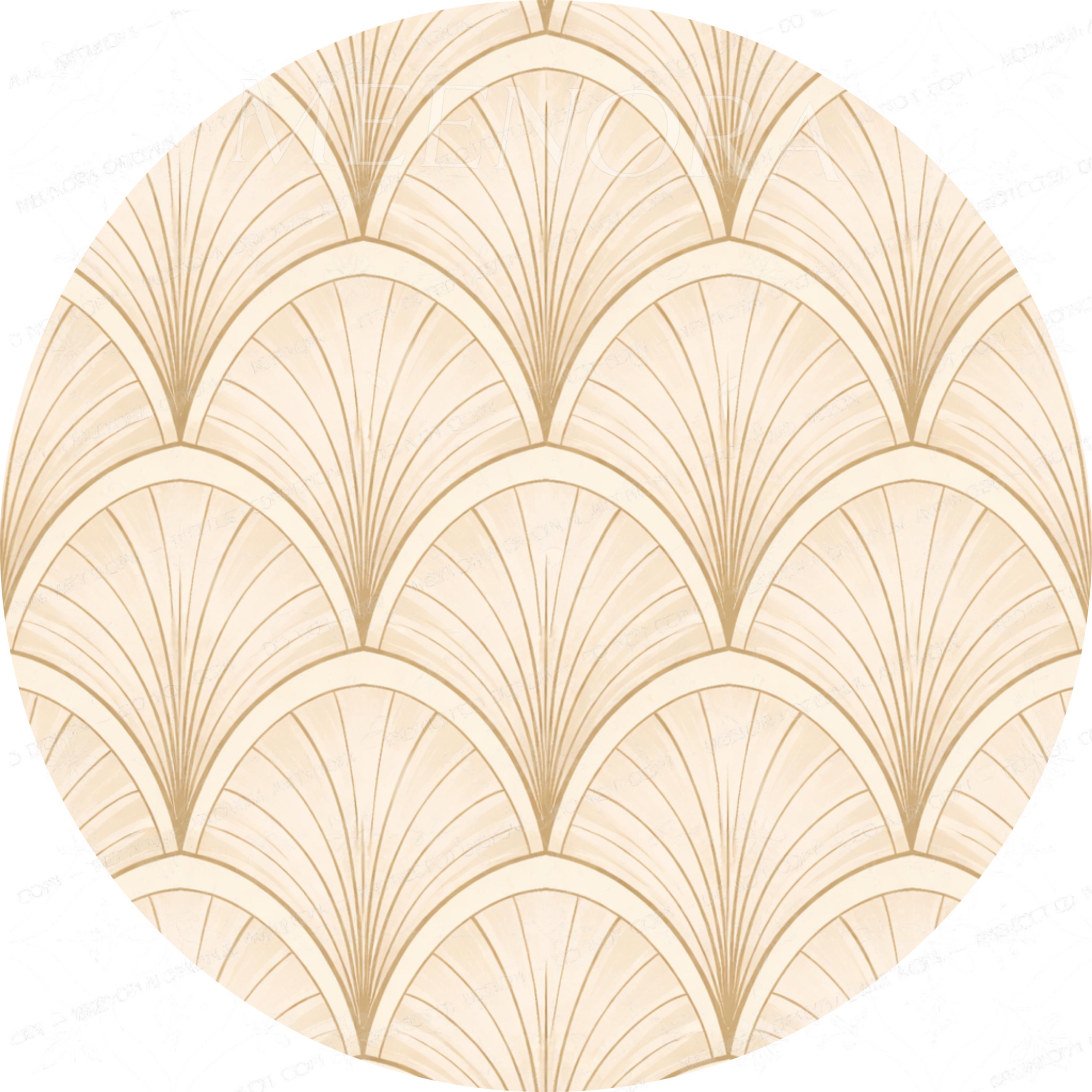 Handmade Printed Mango Wood Side Table | Art Deco Round End Table | Neutral Accent Furniture