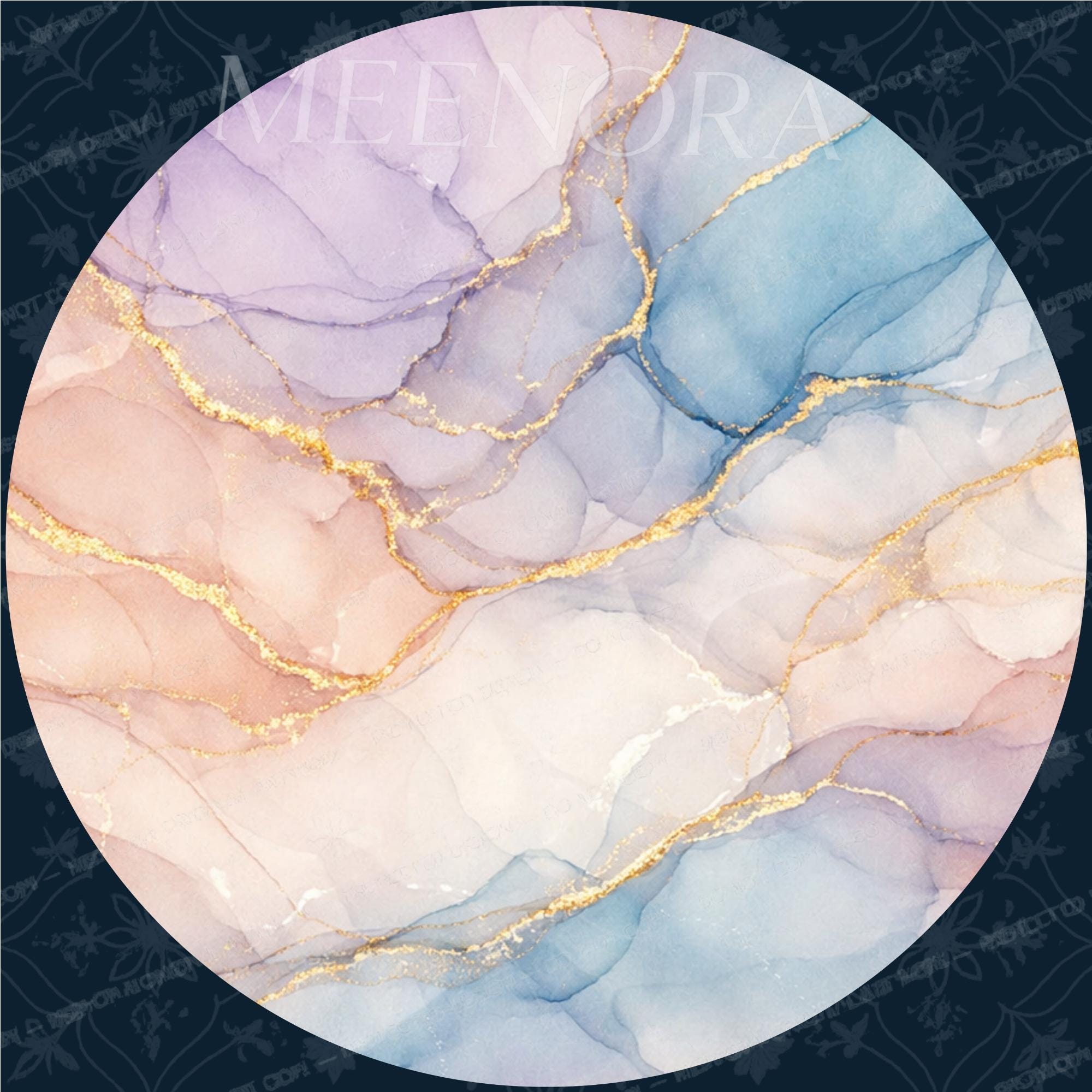 Mango Wood Side Table | Pastel Alcohol Ink Marble Print, Glass Top Accent Table