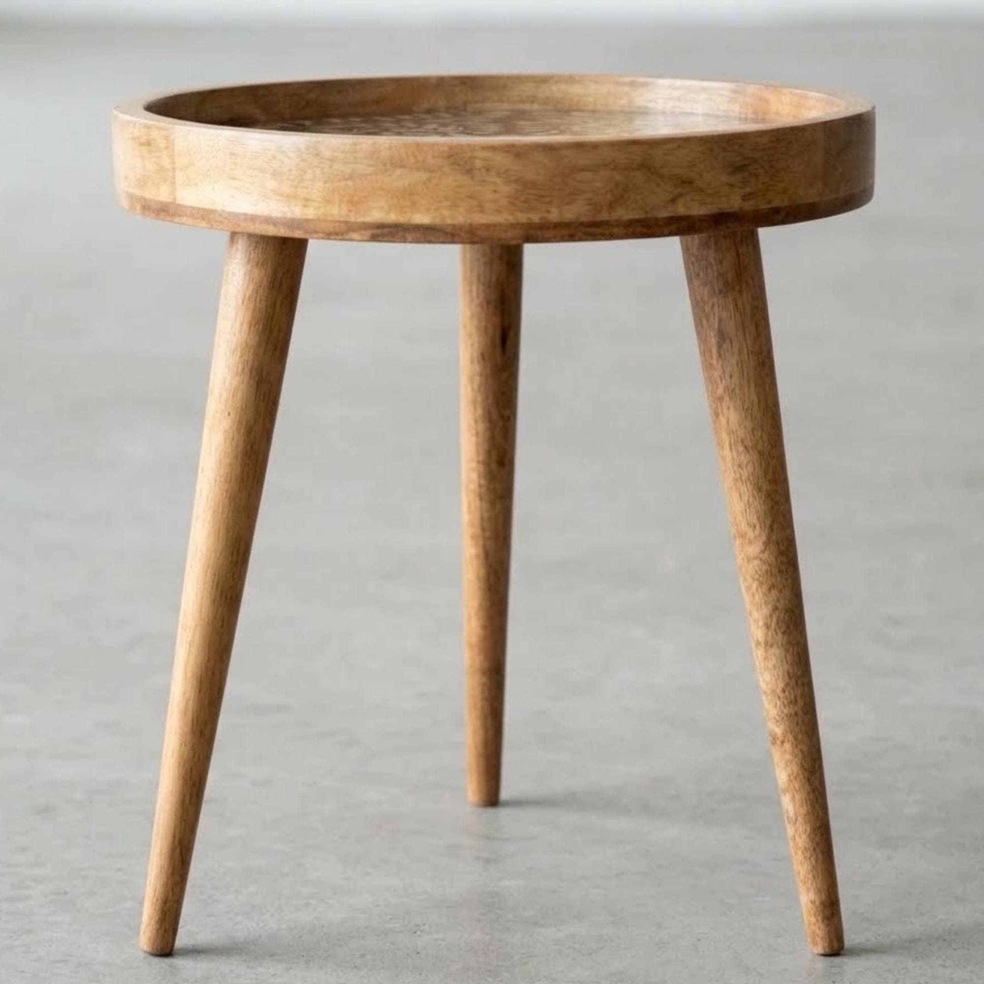 Mango Wood Side Table | Pastel Alcohol Ink Marble Print, Glass Top Accent Table