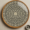 Black Mandala Wooden Tray Printed | Mango Wood Round Tea Serving Decor