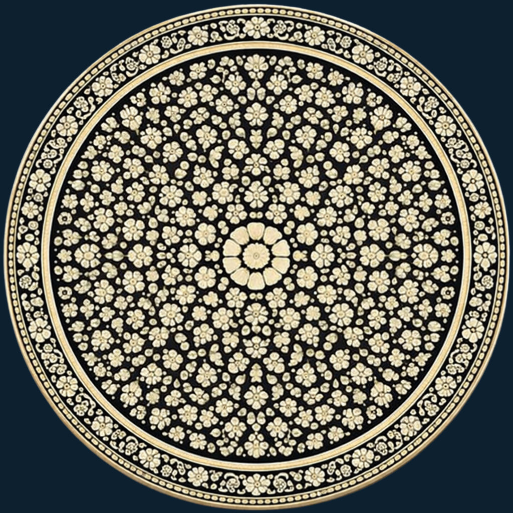 Black Mandala Wooden Tray Printed | Mango Wood Round Tea Serving Decor