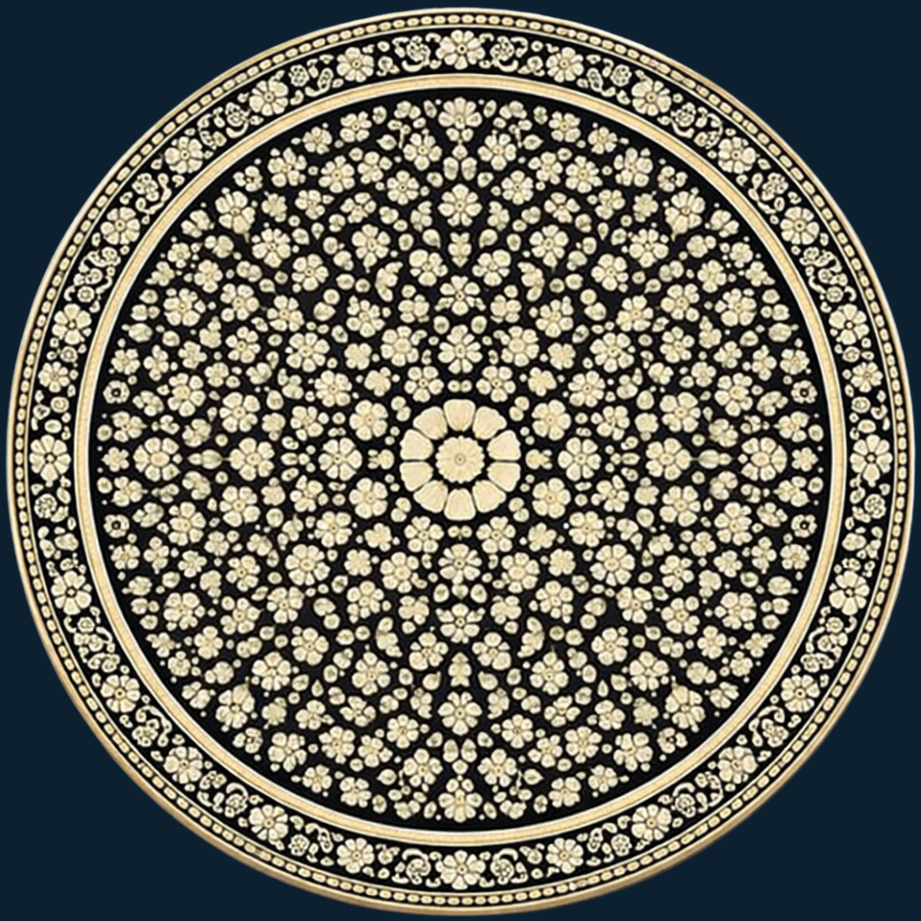 Black Mandala Wooden Tray Printed | Mango Wood Round Tea Serving Decor