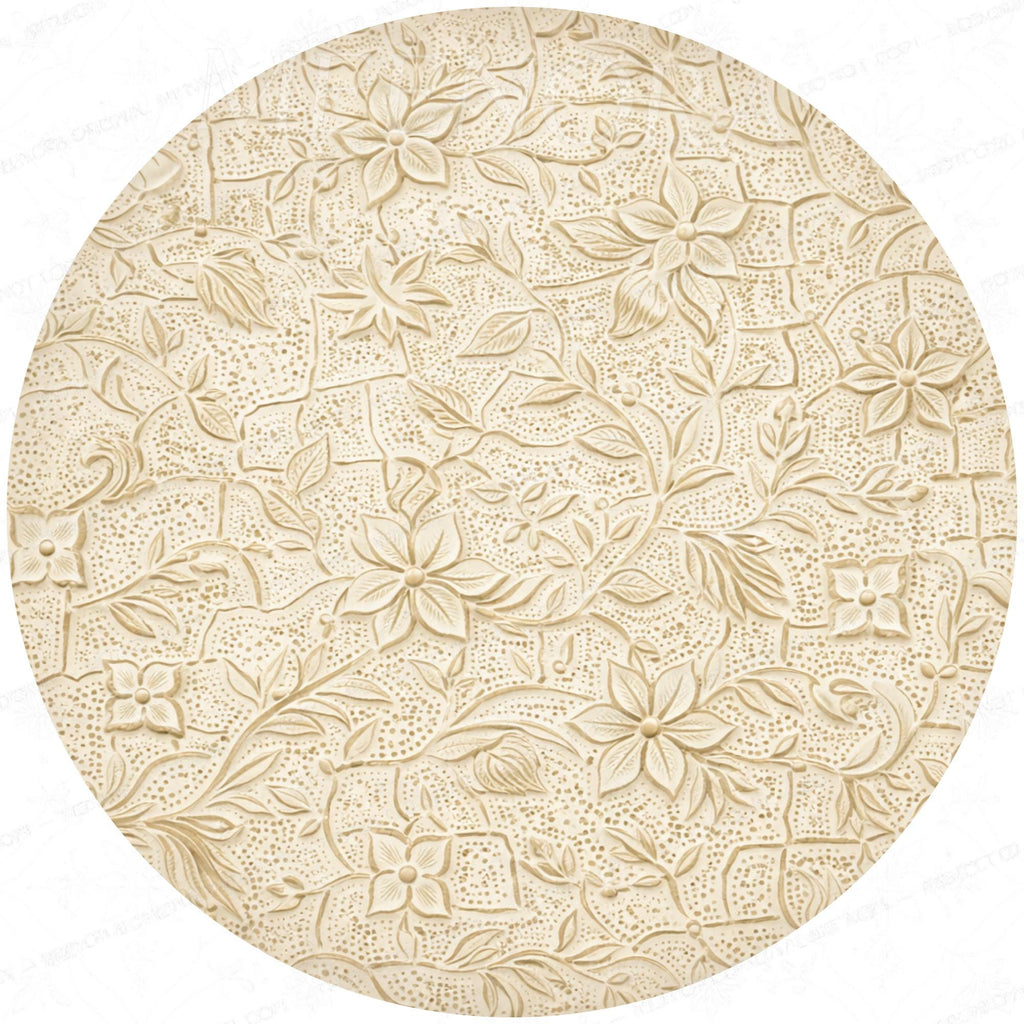 Neutral Floral Mango Wood End Table | Handmade Round Side Table | Elegant Accent Furniture