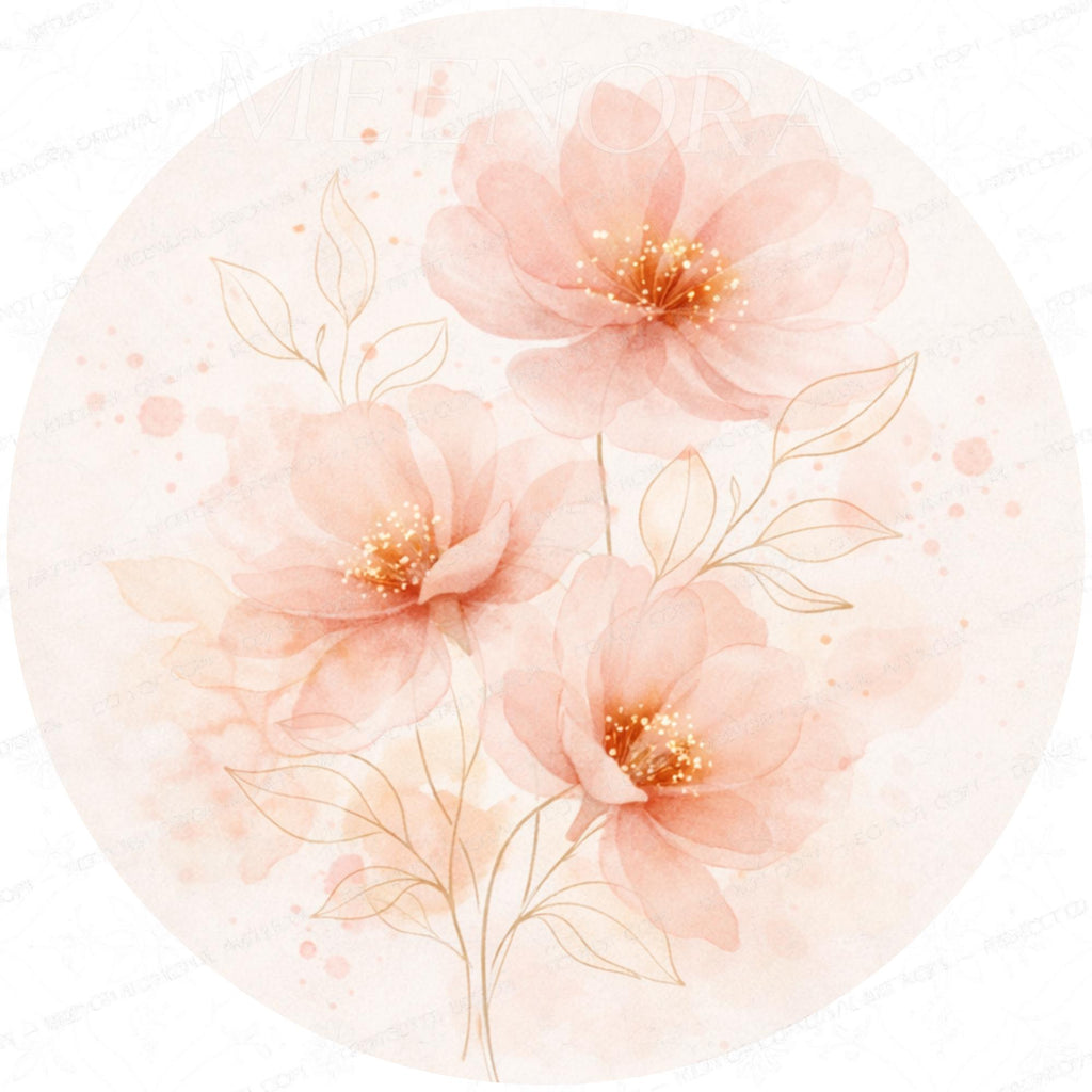 Handmade Mango Wood Side Table | Peach Floral Print Accent Table