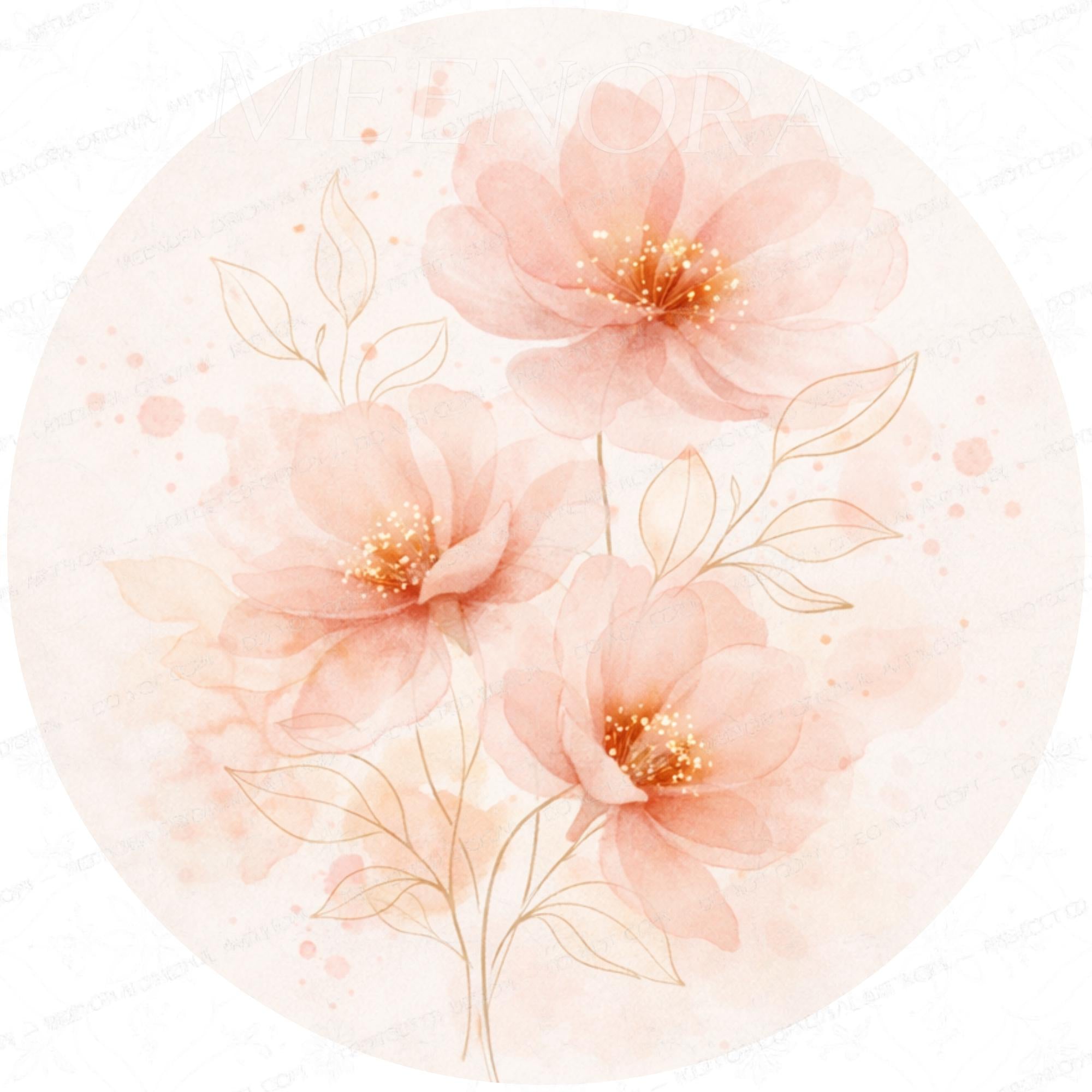 Handmade Mango Wood Side Table | Peach Floral Print Accent Table