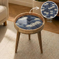 Handmade Mango Wood Side Table | Japanese Wave Print Accent Table