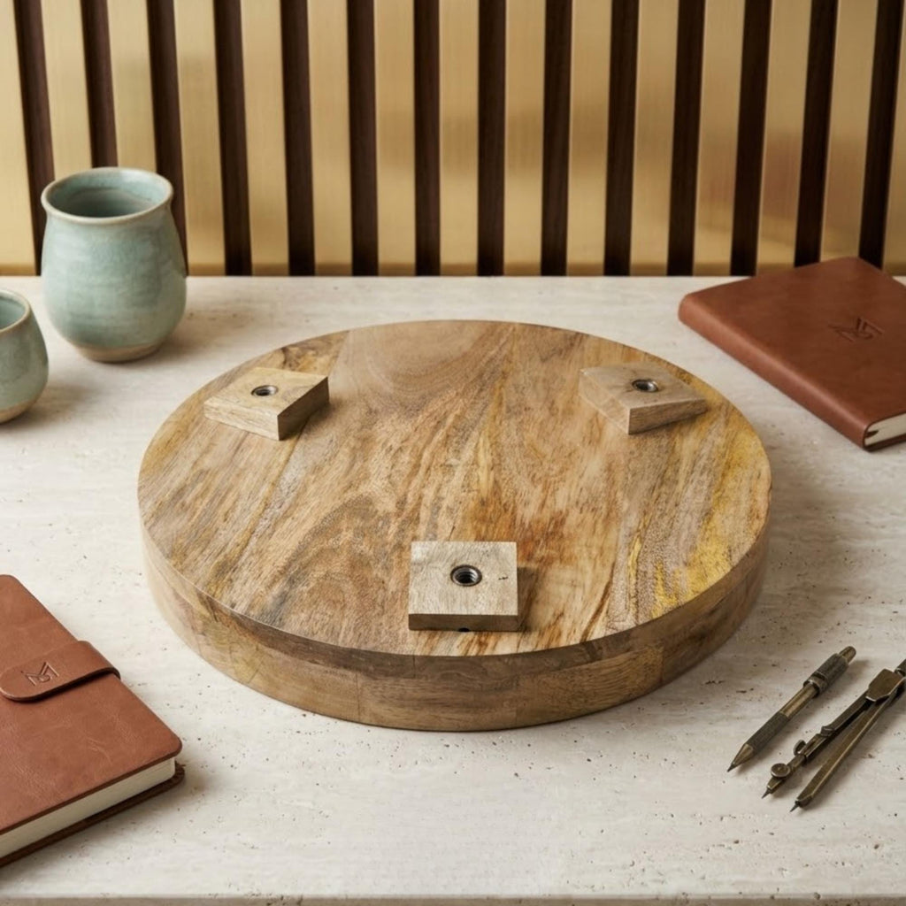 Mango Wood Floral Side Table | Pink Peony Glass Top Nightstand | Boho Bedroom Accent