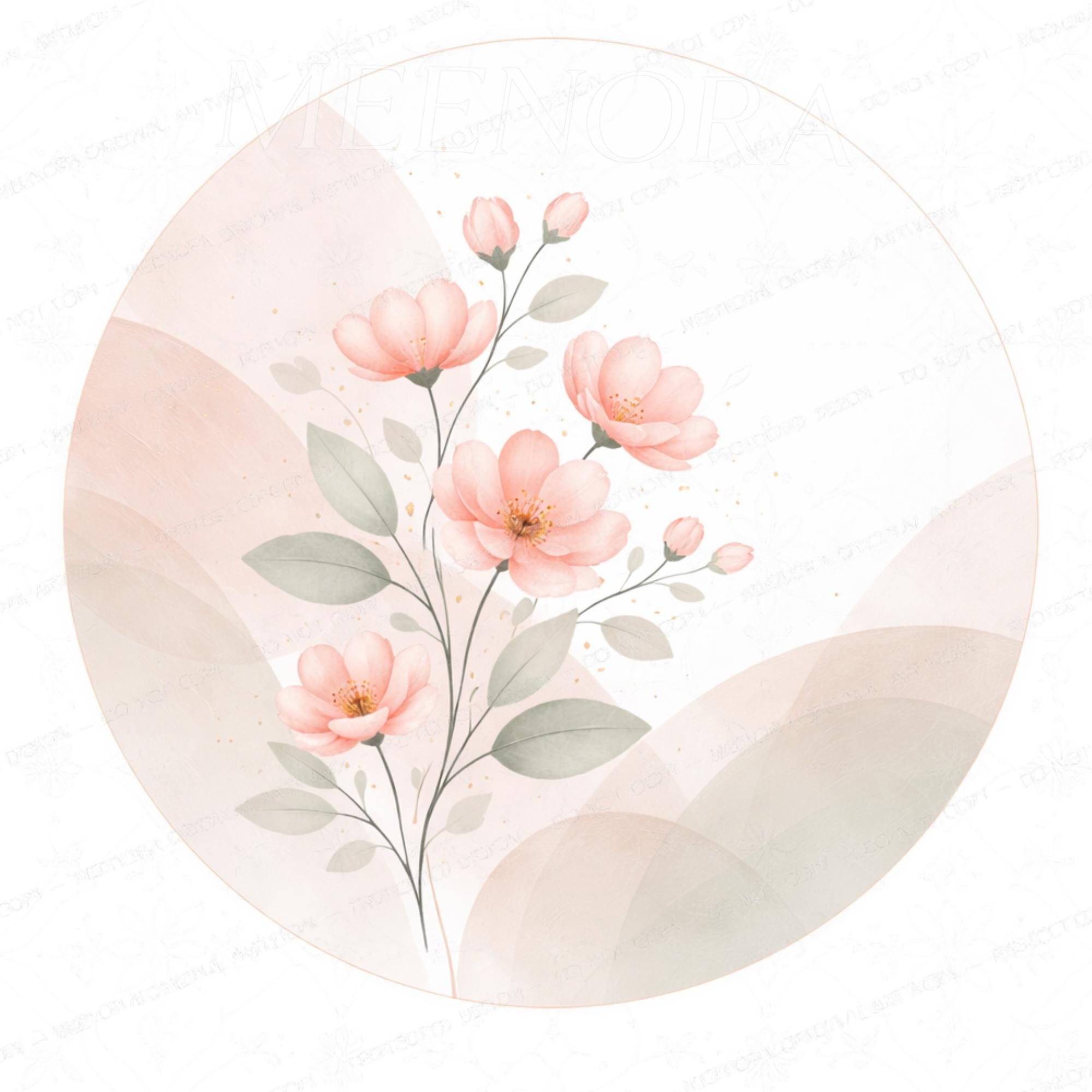 Mango Wood Side Table | Watercolor Pink Floral Print, Glass Top Nightstand | Boho Accent Table