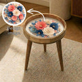 Handmade Floral Mango Wood Side Stool | Round End Stand Printed Art