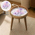 Handmade Floral Mango Wood Side Stand | Printed Round End Table | Boho Bedside Decor