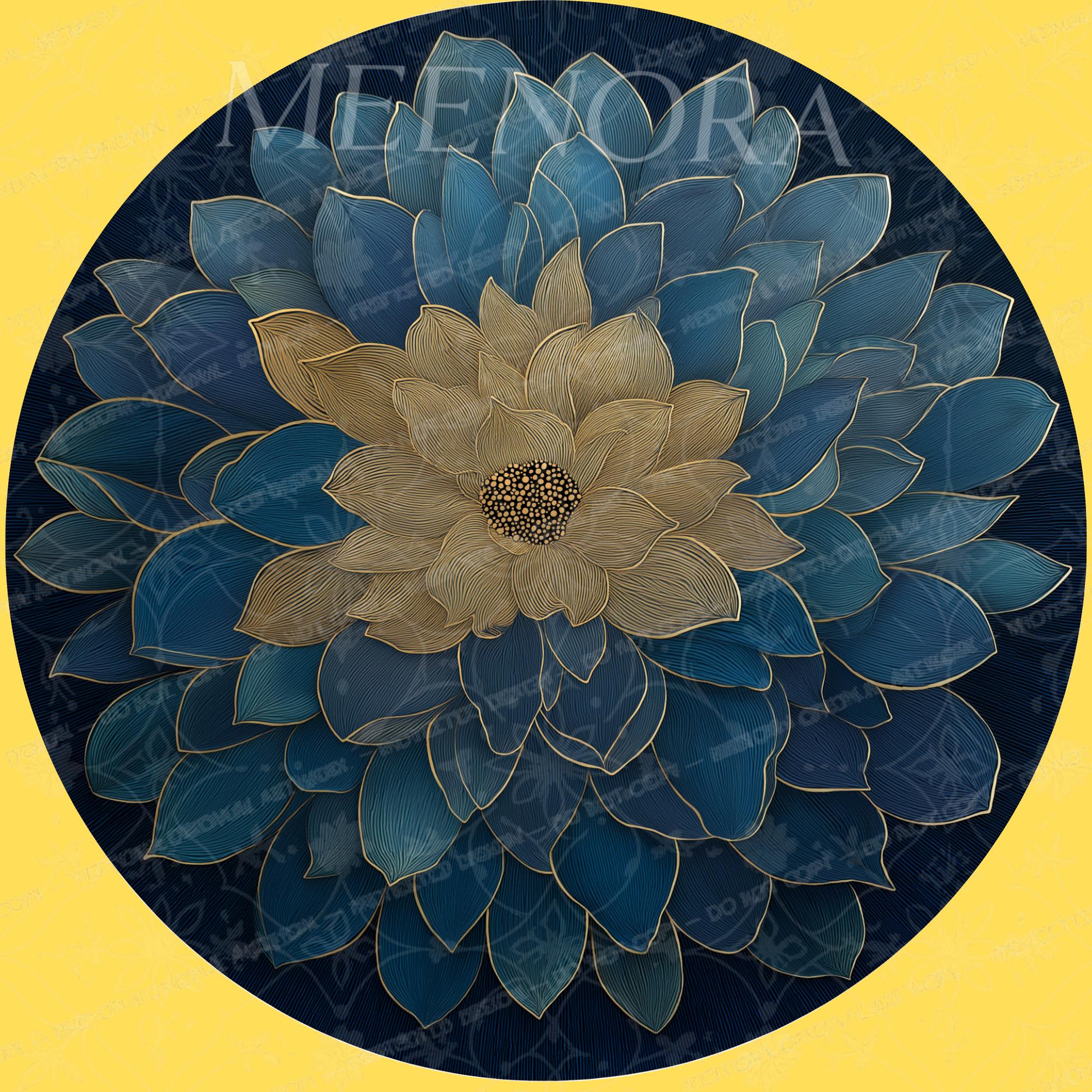 Handmade Mango Wood Blue Mandala Side Stand | Floral Printed End Table | Round Accent Furniture