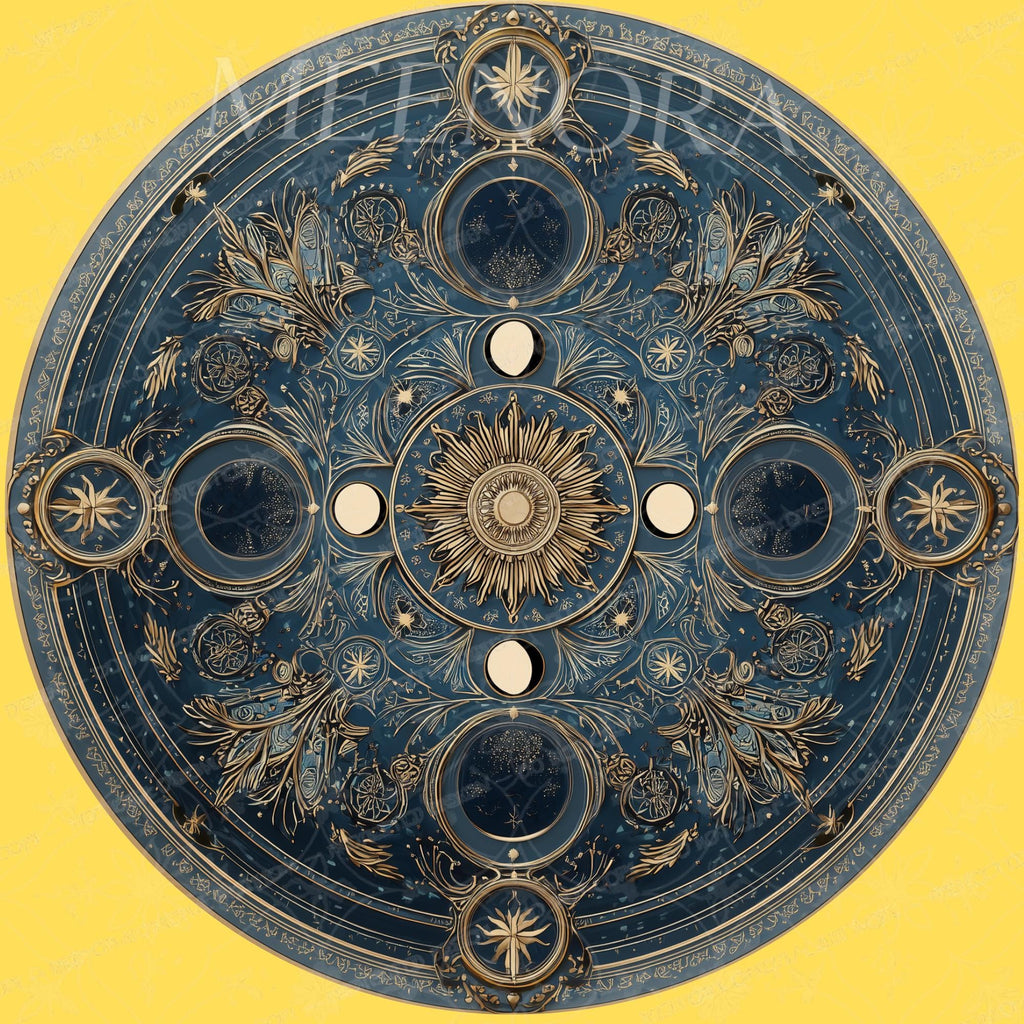 Handmade Mango Wood Mandala Side Stand | Blue Printed End Table | Round Accent Furniture