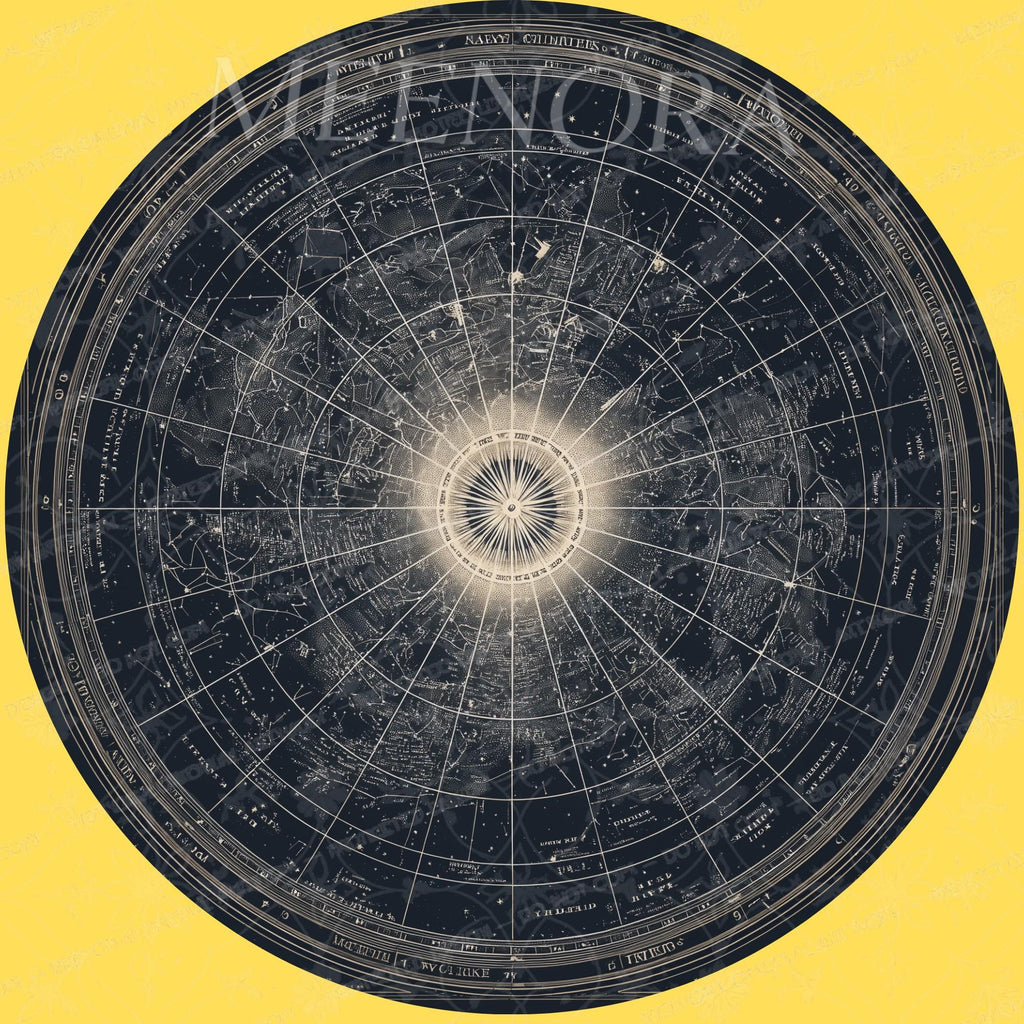 Celestial Map Mango Wood Side Table | Round Star Chart Accent Furniture