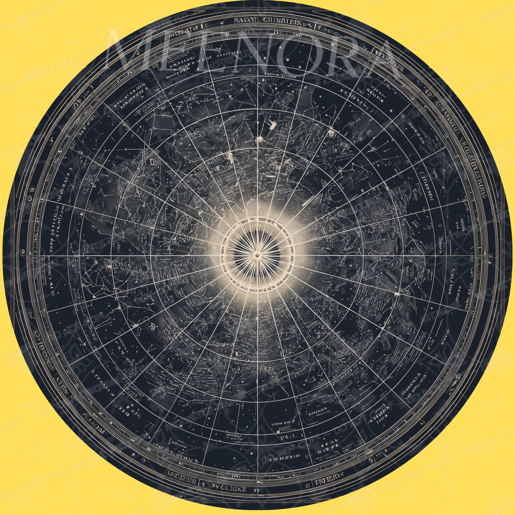 Celestial Map Mango Wood Side Table | Round Star Chart Accent Furniture