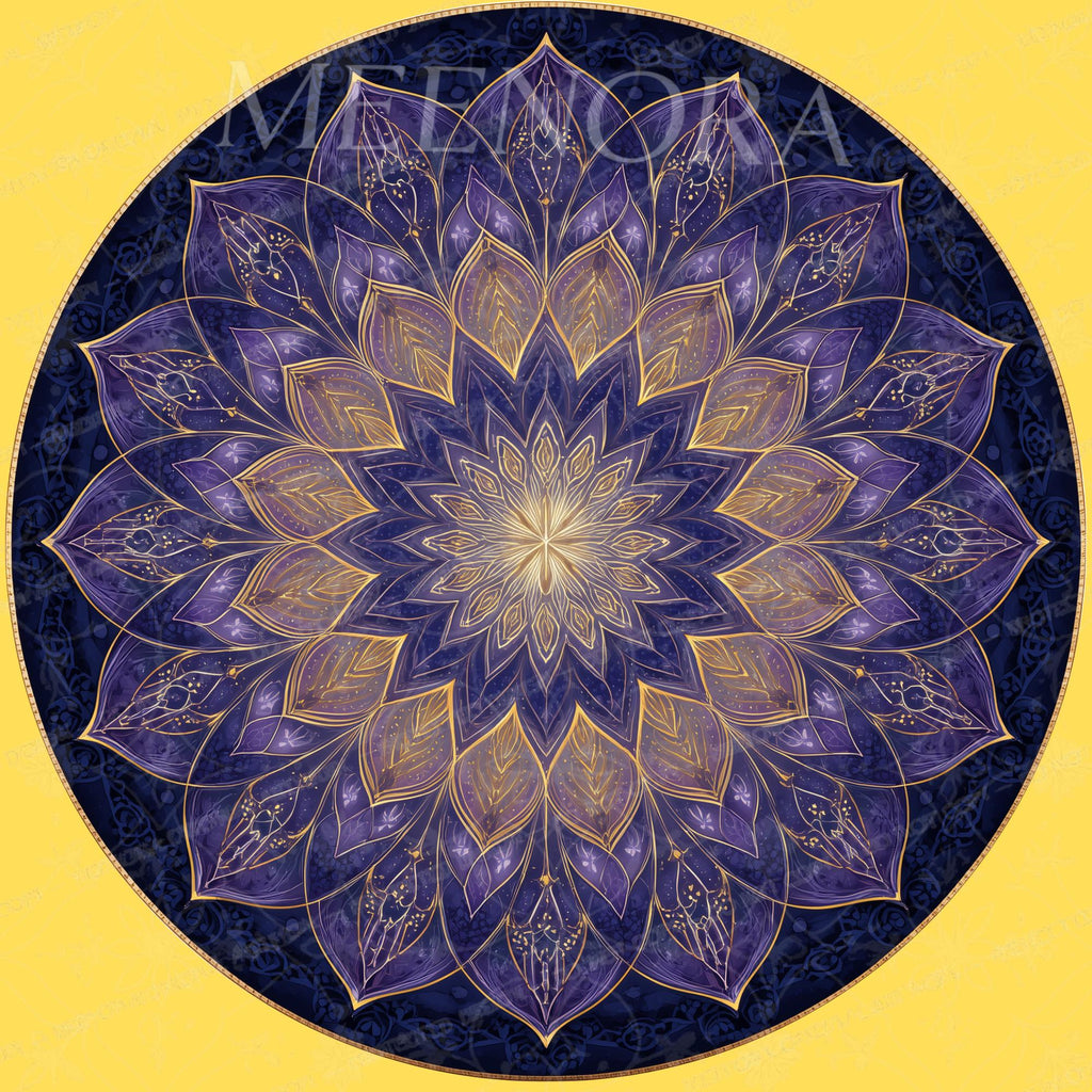Mandala Printed Mango Wood Side Table | Purple Lotus Round Accent Table