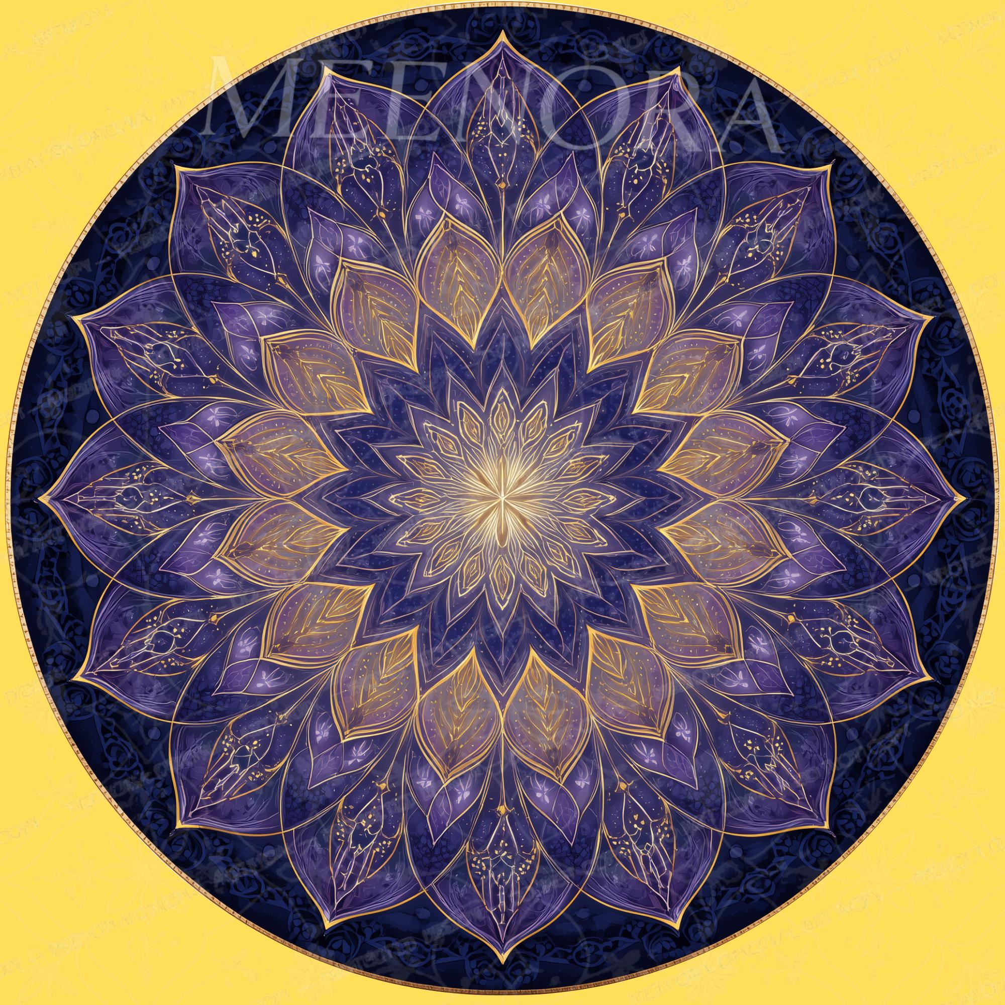 Mandala Printed Mango Wood Side Table | Purple Lotus Round Accent Table