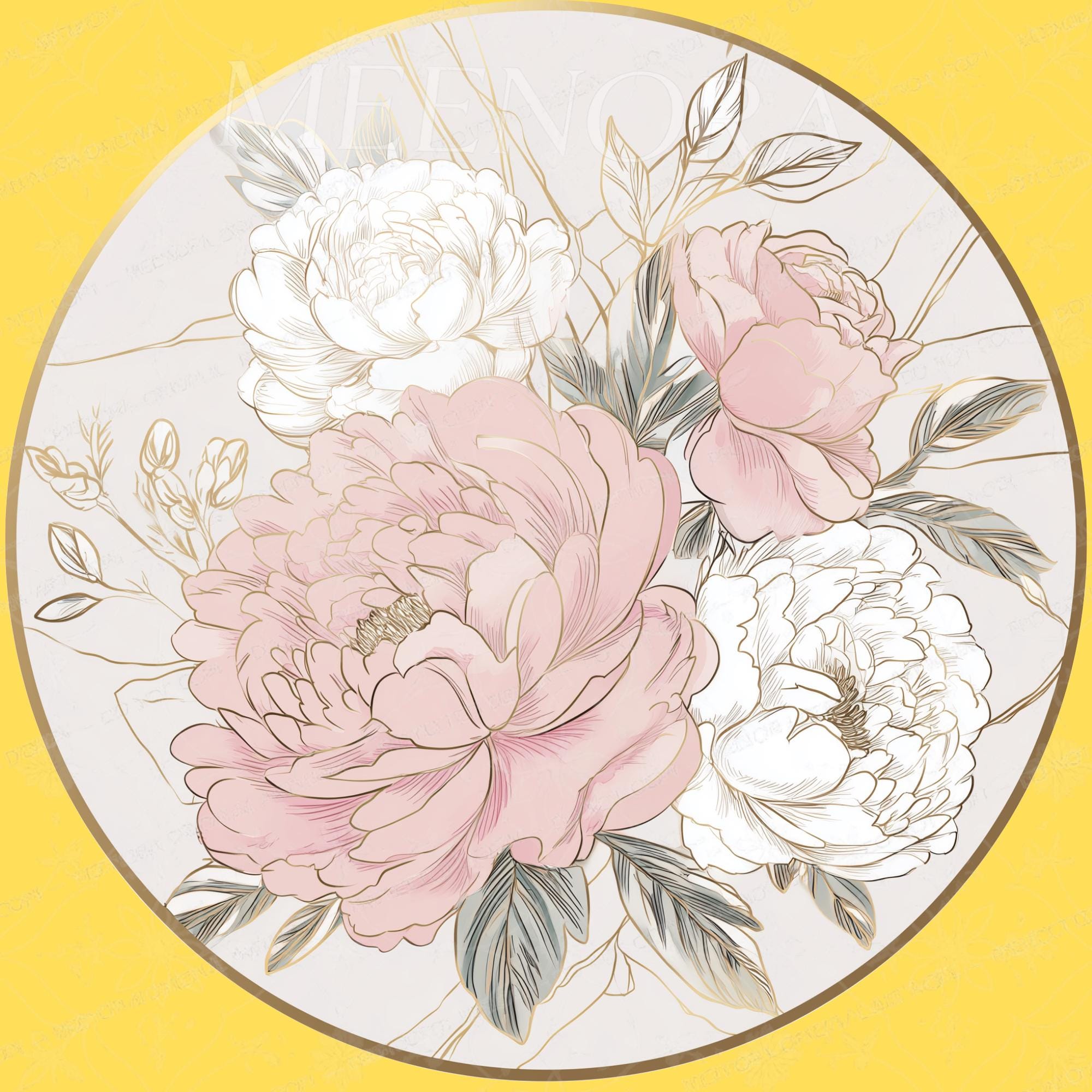 Peony Floral Mango Wood Side Table | Soft Pink Botanical Accent Table | Boho Handmade Decor