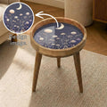 Moon Meadow Mango Wood Side Table | Celestial Floral Night Accent Table