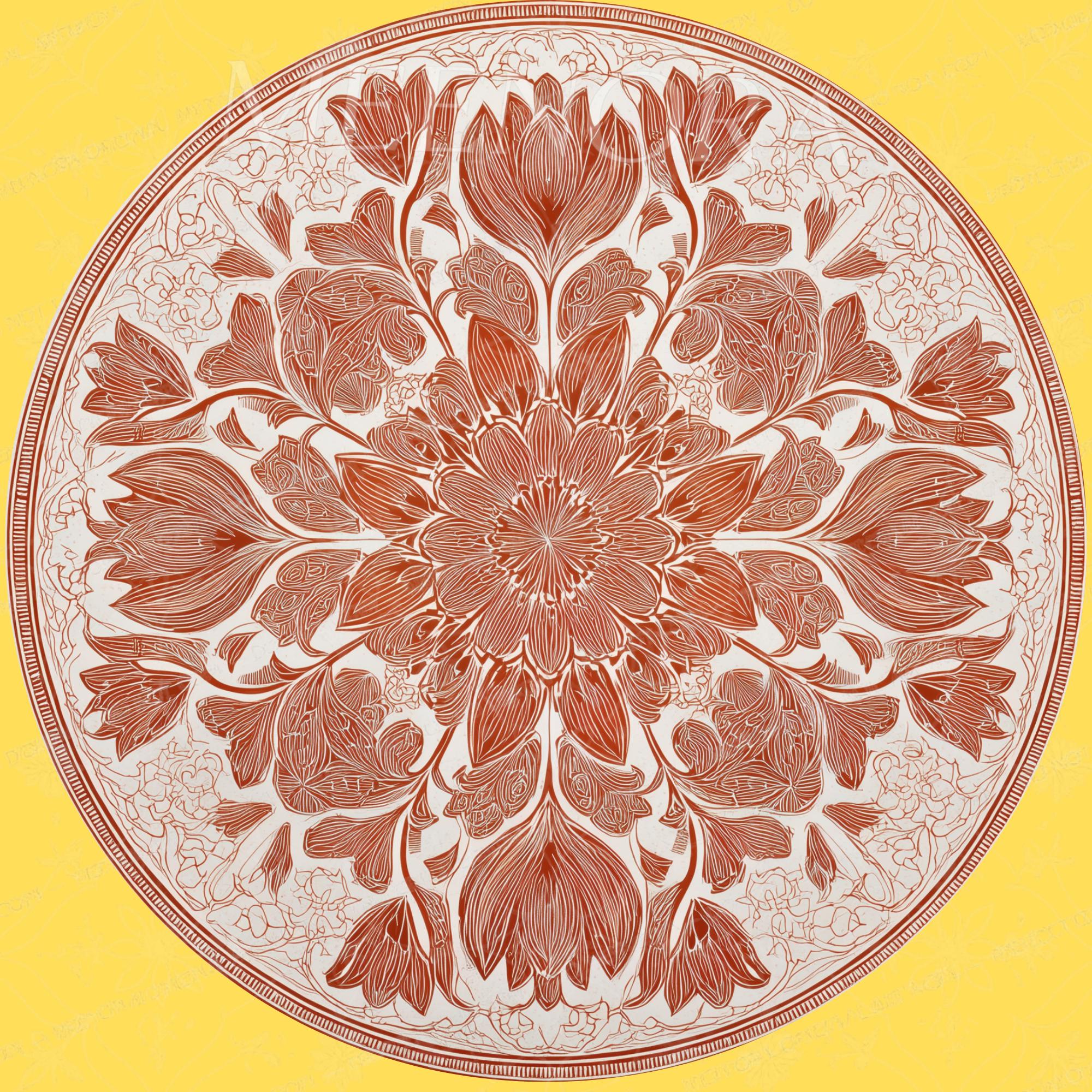 Floral Mandala Mango Wood Side Table | Terracotta Boho Round Accent Table
