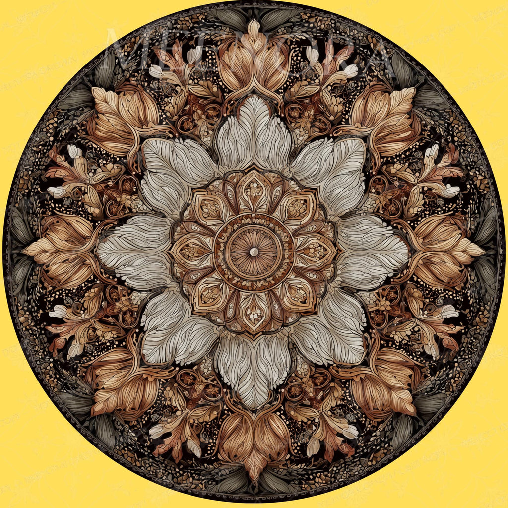 Vintage Mandala Mango Wood Side Table | Rustic Boho Floral Accent Furniture