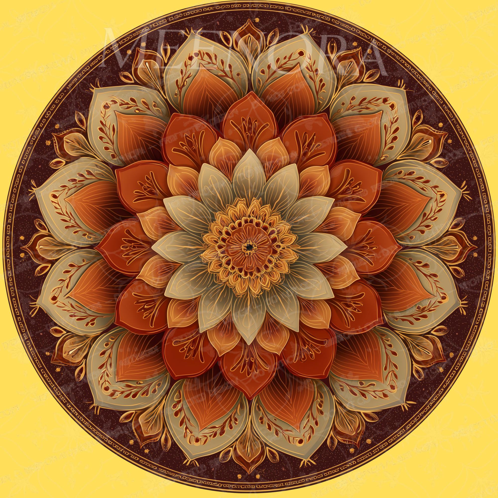Mandala Floral Mango Wood Side Table | Boho Rustic Round Accent Furniture