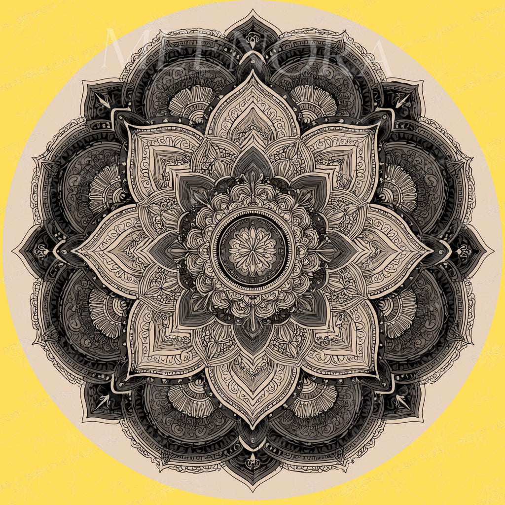 Black Mandala Mango Wood Side Table | Boho Round Accent Furniture