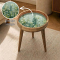 Wildflower Meadow Mango Wood Side Table | Botanical Green Floral Accent Table