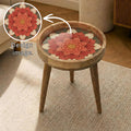 Lotus Mandala Mango Wood Side Table | Red Floral Boho Accent Furniture