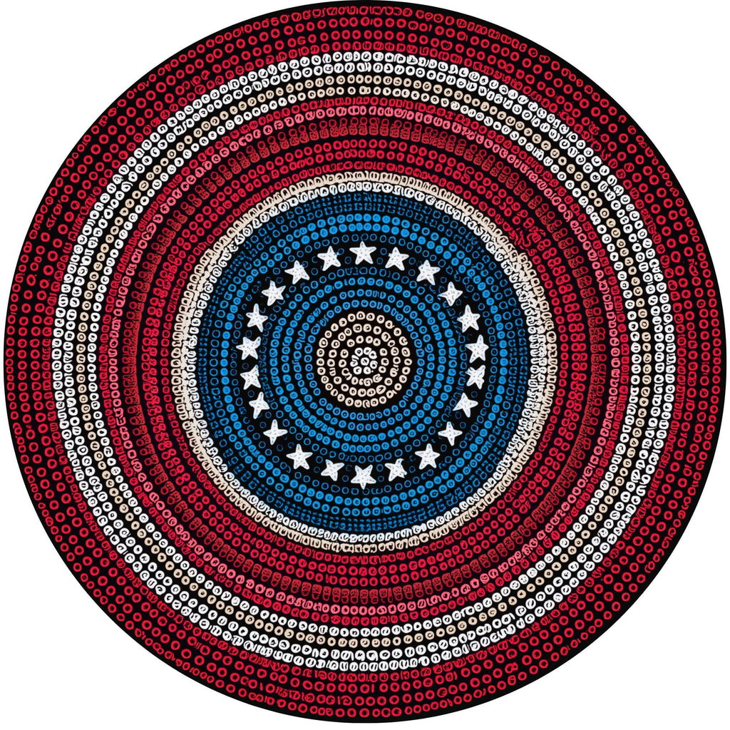 Patriotic Mandala Mango Wood Side Table | Boho American Accent Furniture
