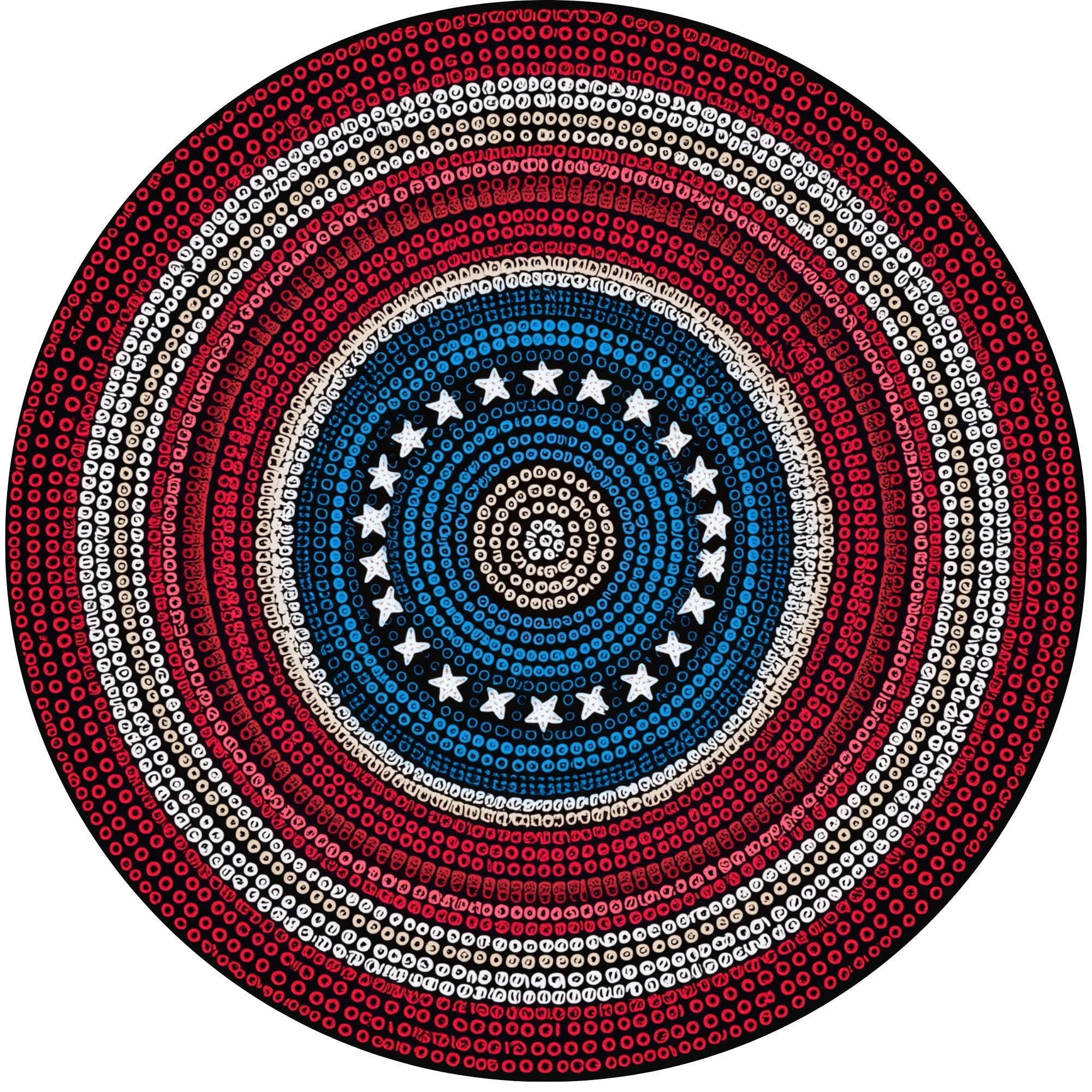 Patriotic Mandala Mango Wood Side Table | Boho American Accent Furniture