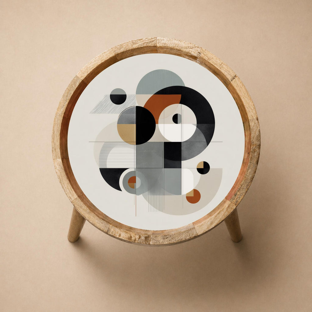 Abstract Geometric Mango Wood Side Table | Mid Century Modern Accent Furniture