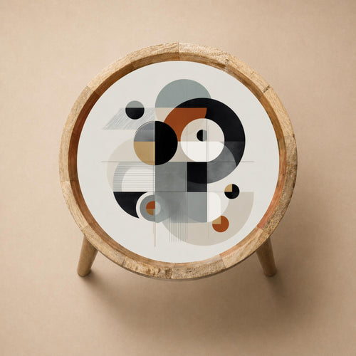 Abstract Geometric Mango Wood Side Table | Mid Century Modern Accent Furniture