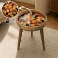 Autumn Leaf Mango Wood Side Table | Rustic Boho Accent Furniture Handmade Decor
