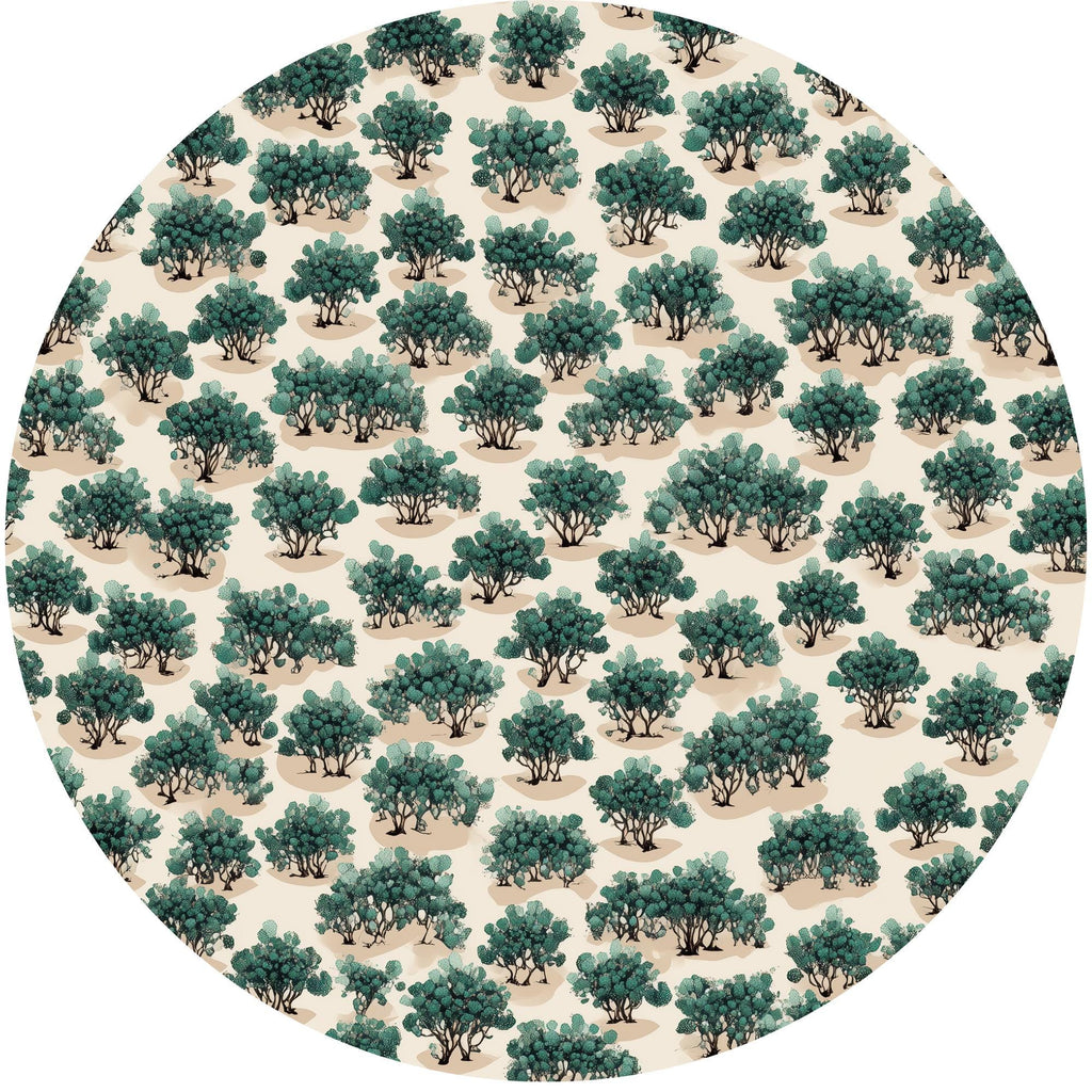 Mango Wood Side Table | Botanical Tree Print Accent Furniture