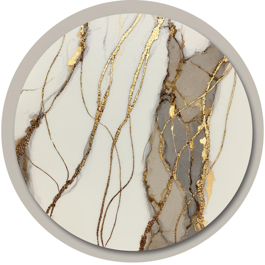Handmade Marble Print Mango Wood Side Table | Gold Vein Accent Furniture