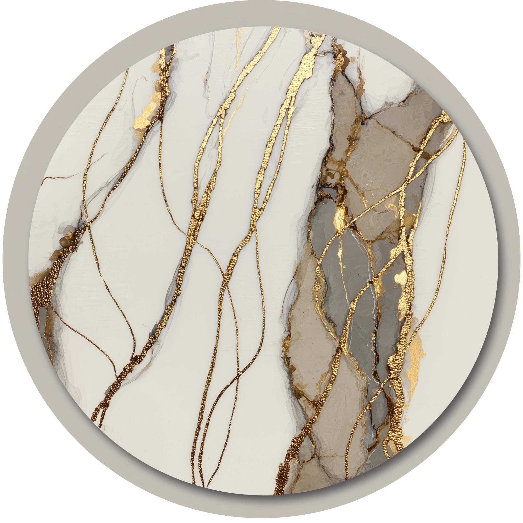 Handmade Marble Print Mango Wood Side Table | Gold Vein Accent Furniture