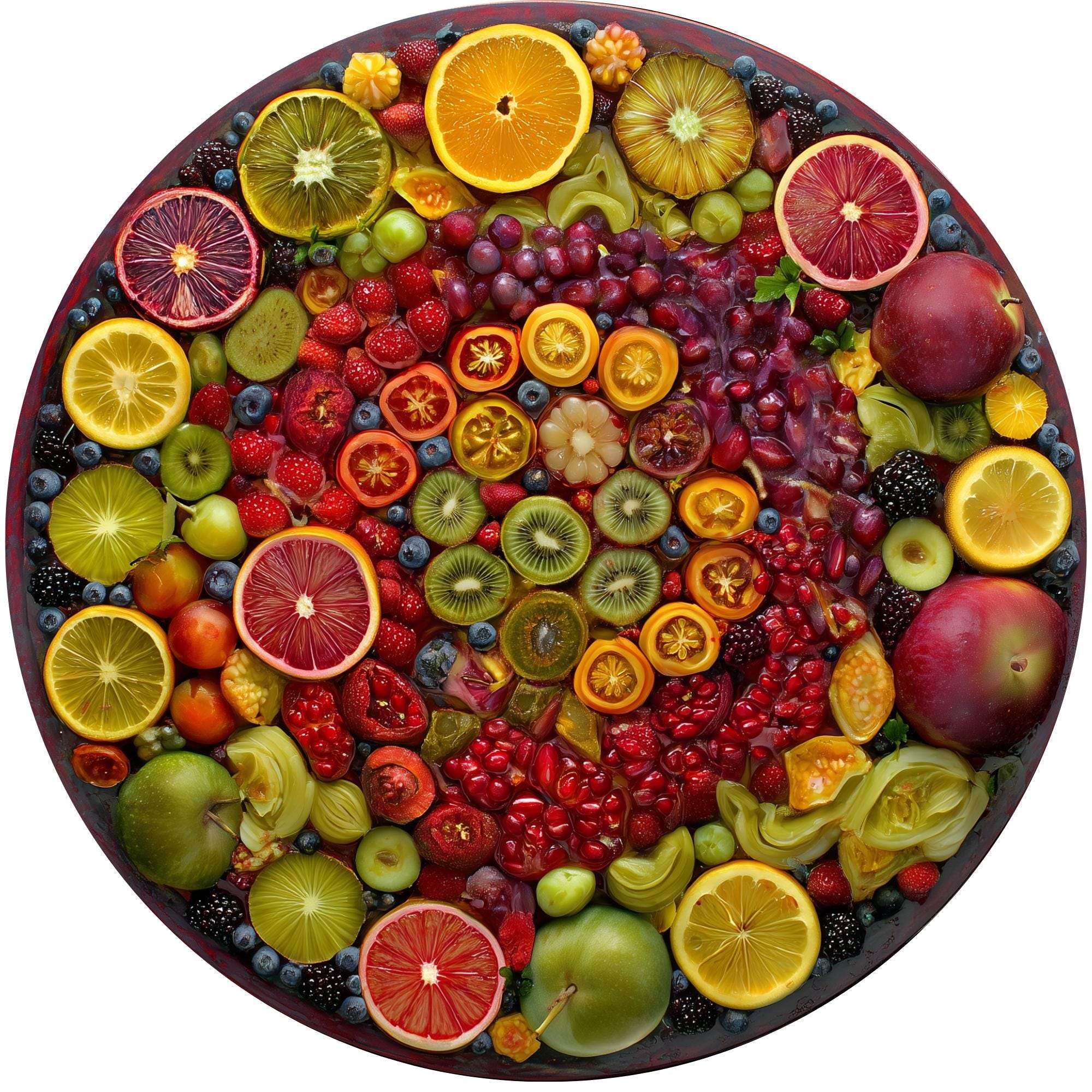 Handmade Mango Wood Side Table | Vibrant Fruit Print Accent Furniture