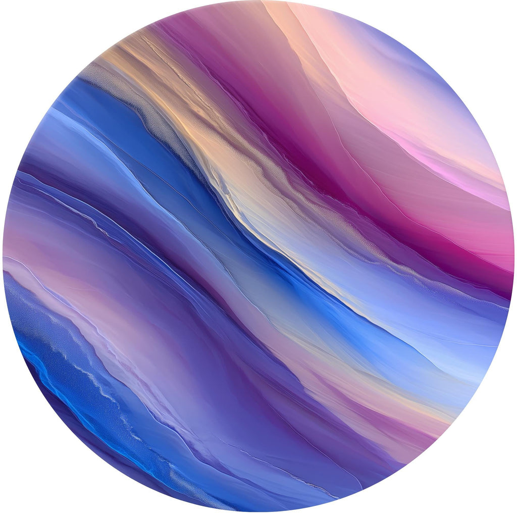 Abstract Mango Wood Side Table | Modern Boho Accent Furniture, Purple Blue Pink Waves
