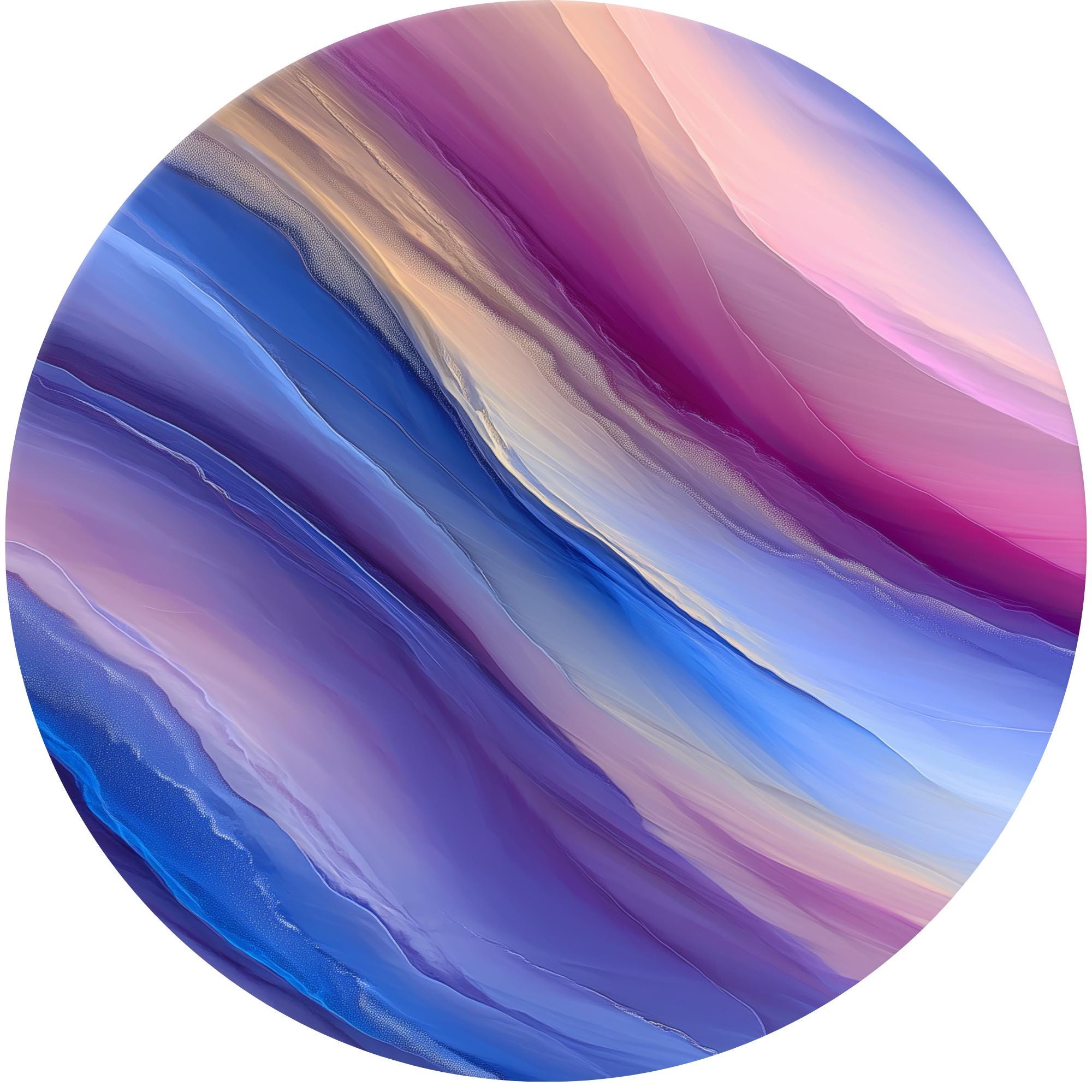 Abstract Mango Wood Side Table | Modern Boho Accent Furniture, Purple Blue Pink Waves