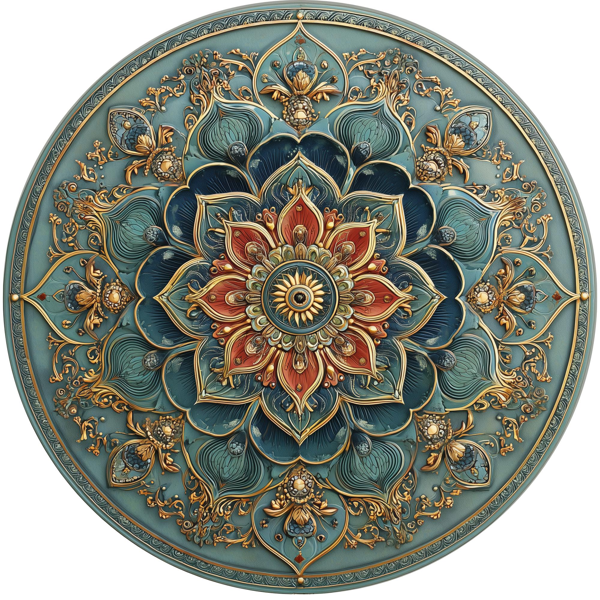 Handmade Mango Wood Side Table | Boho Floral Mandala Accent Furniture