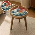 Japanese Wave Mango Wood Side Table | Coastal Ocean Art Accent Furniture