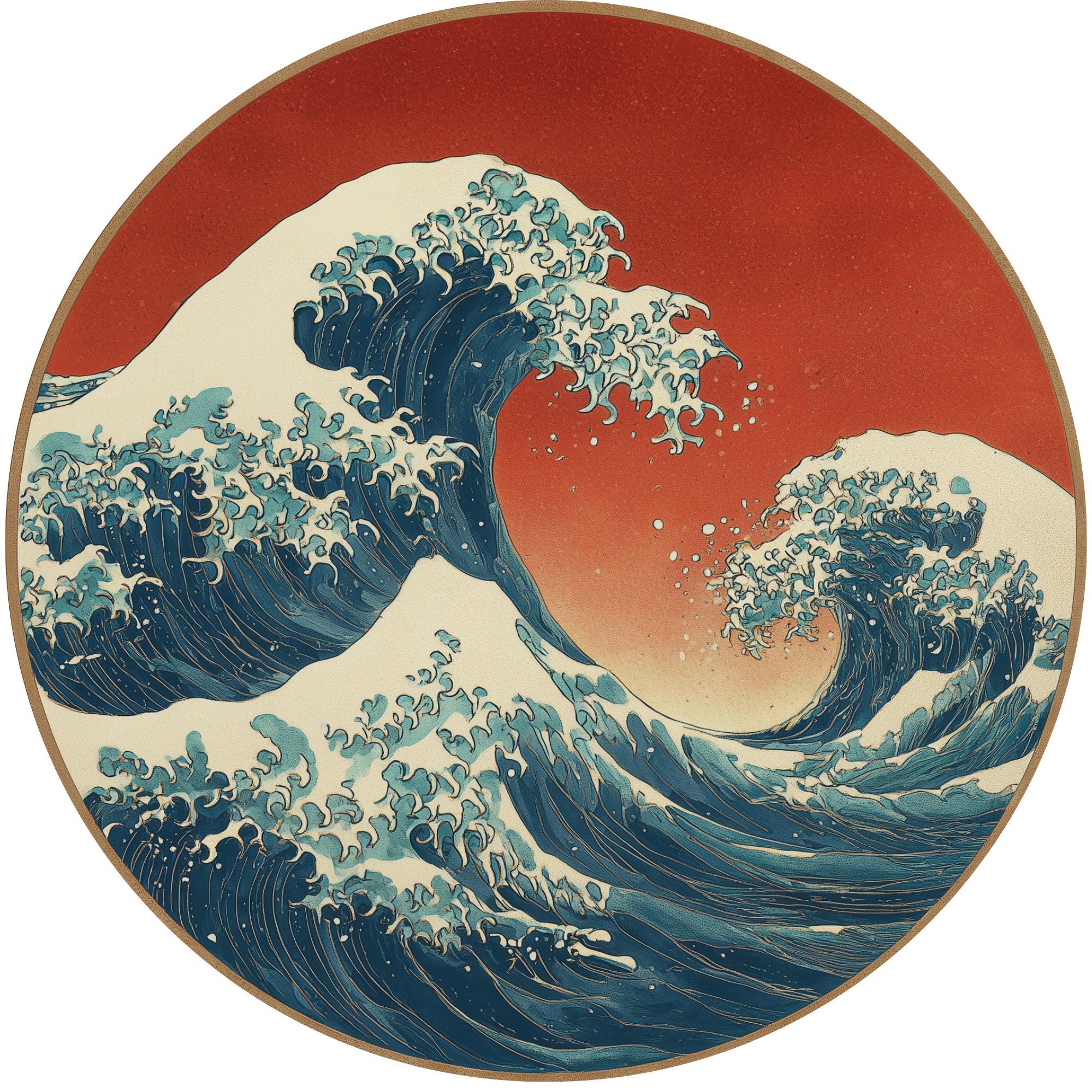Japanese Wave Mango Wood Side Table | Coastal Ocean Art Accent Furniture