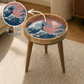 Japanese Wave Mango Wood Side Table | Pink Coastal Accent Furniture