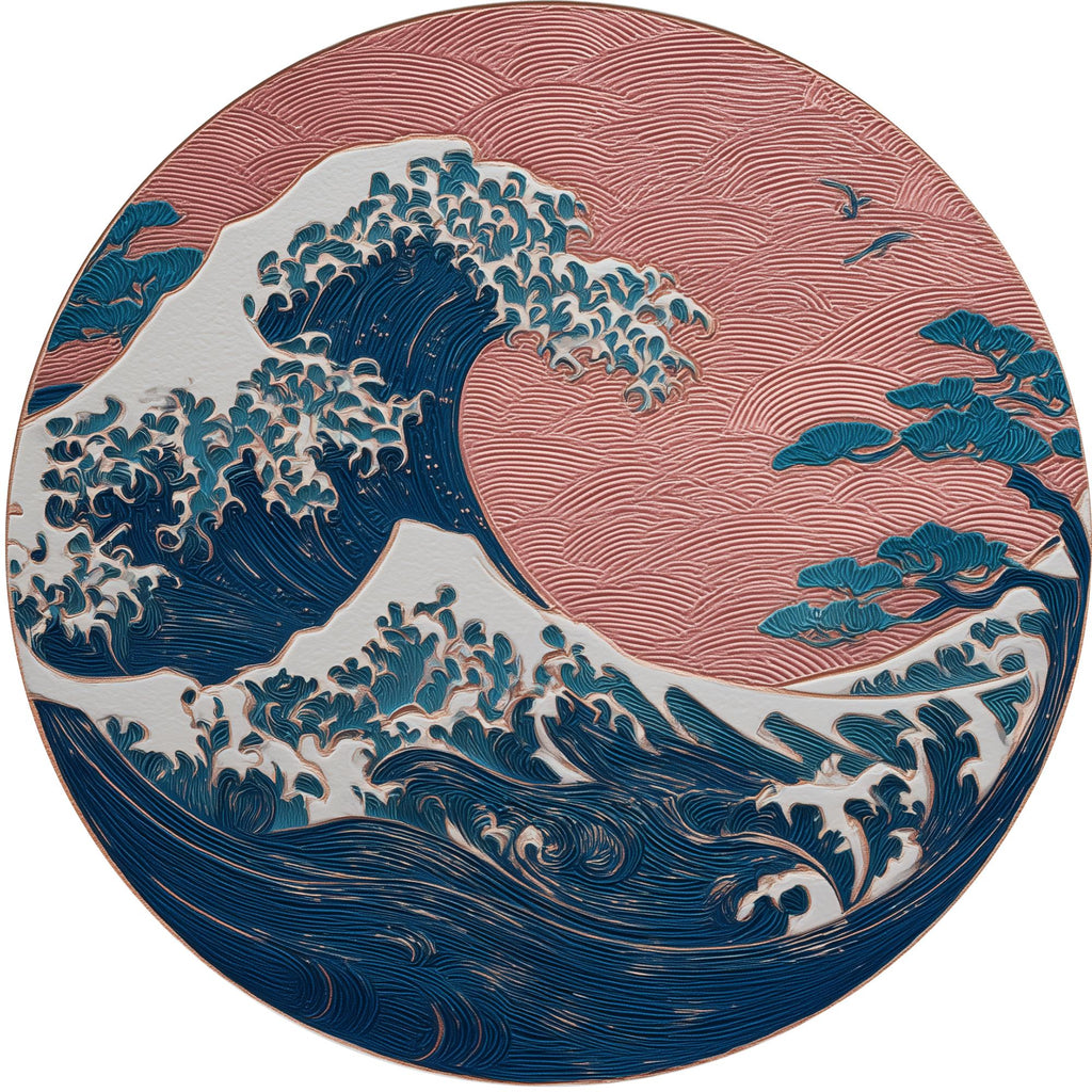 Japanese Wave Mango Wood Side Table | Pink Coastal Accent Furniture