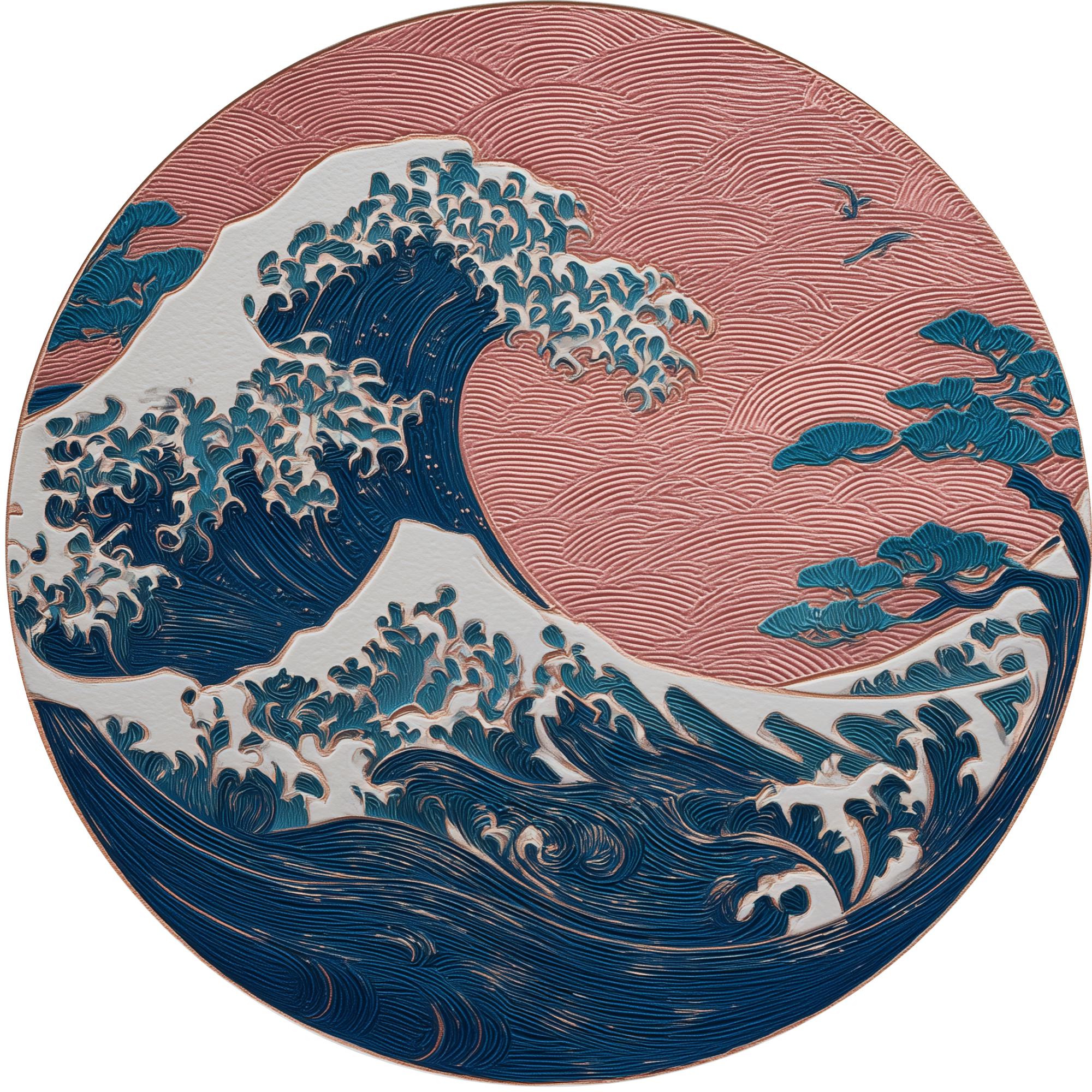 Japanese Wave Mango Wood Side Table | Pink Coastal Accent Furniture