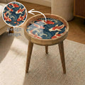 Koi Fish Mango Wood Side Table | Japanese Ocean Artistic Accent Furniture