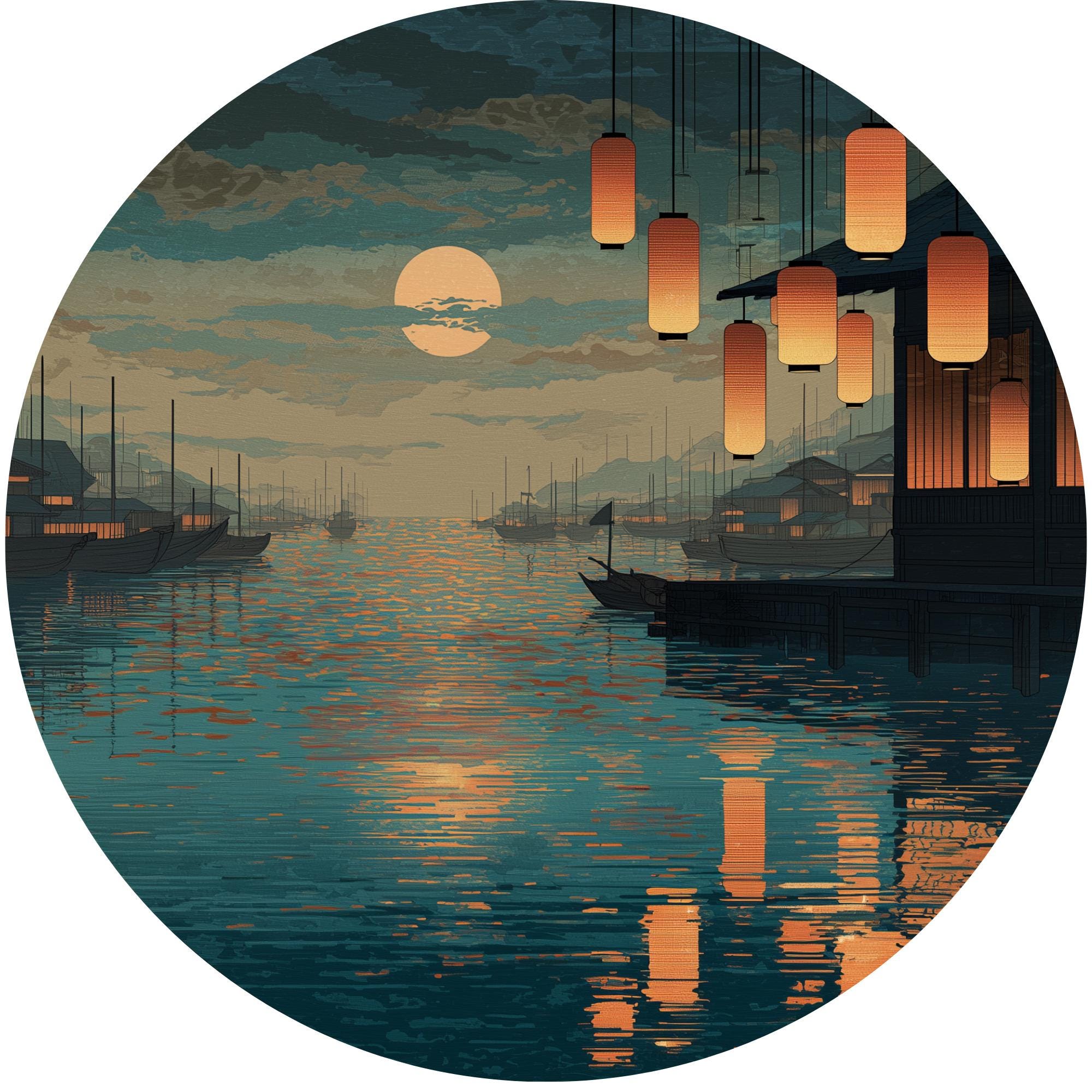 Japanese Lantern Harbor Mango Wood Side Table | Handmade Coastal Accent Furniture