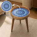 Blue Mandala Mango Wood Side Table | Handmade Boho Moroccan Accent Furniture