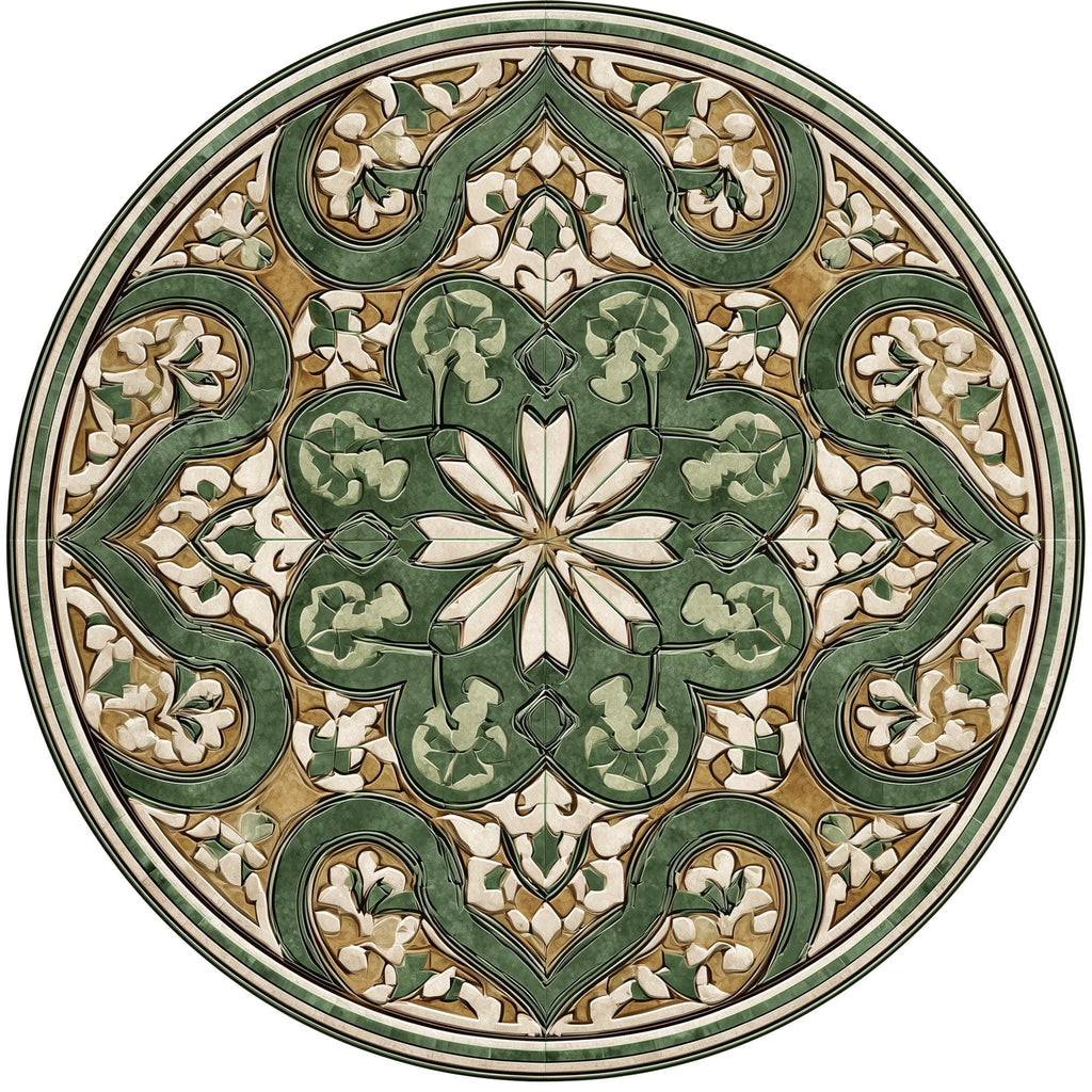 Green Moroccan Printed Mango Wood Side Table | Handmade Mosaic Boho Accent Furniture